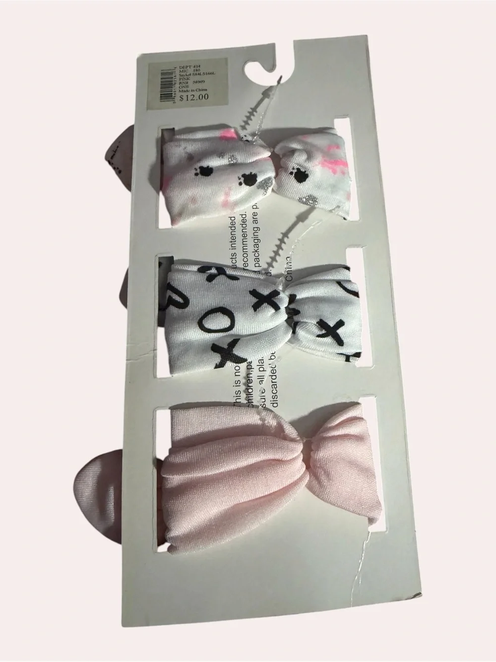 Starting Out White and Pink Bow Hair Clip Trio